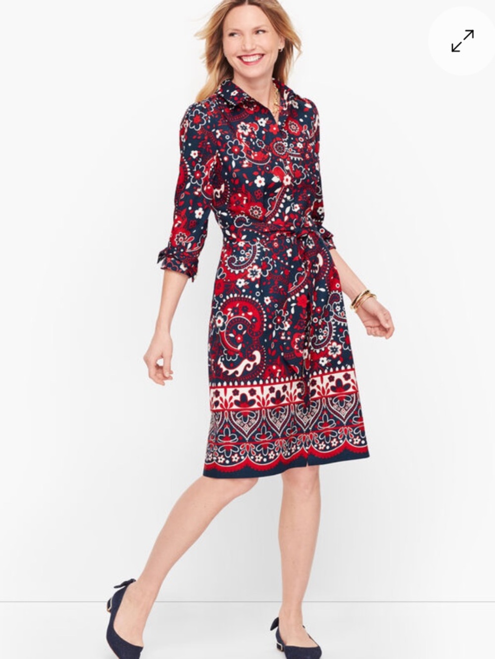 NWT Talbots picnic paisley shirtdress sz 22W red white blue